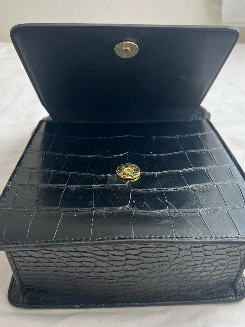 JW PEI Black Croc Top-Handle Satchel
